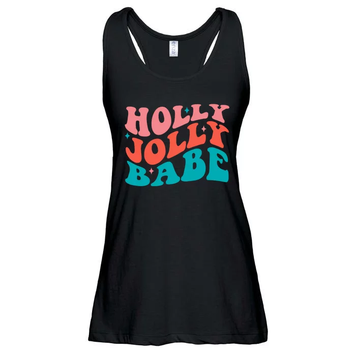 Holly Jolly Babe Retro Christmas Ladies Essential Flowy Tank