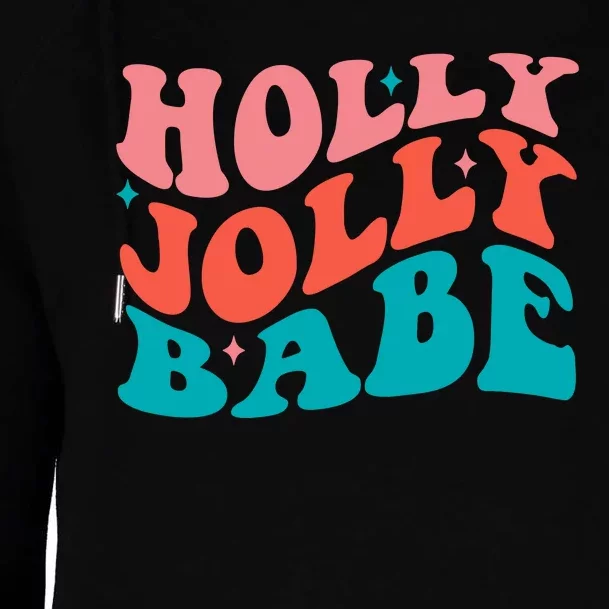 Holly Jolly Babe Retro Christmas Womens Funnel Neck Pullover Hood