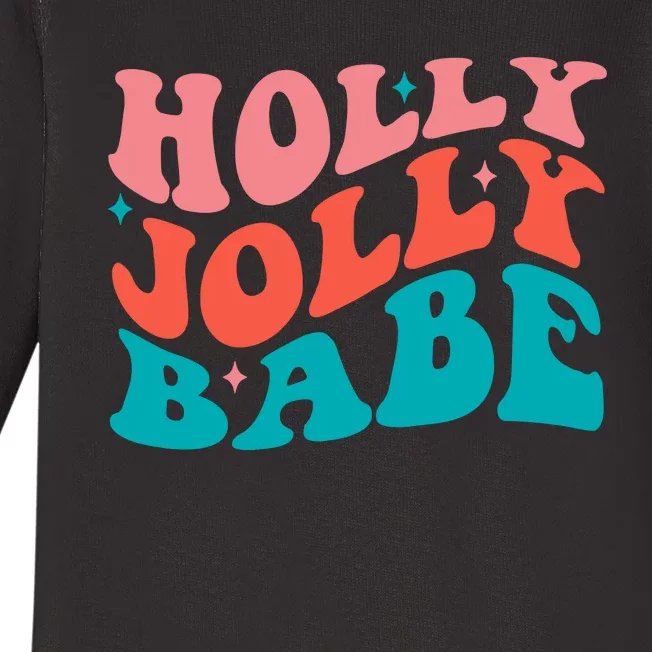 Holly Jolly Babe Retro Christmas Baby Long Sleeve Bodysuit