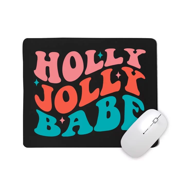 Holly Jolly Babe Retro Christmas Mousepad