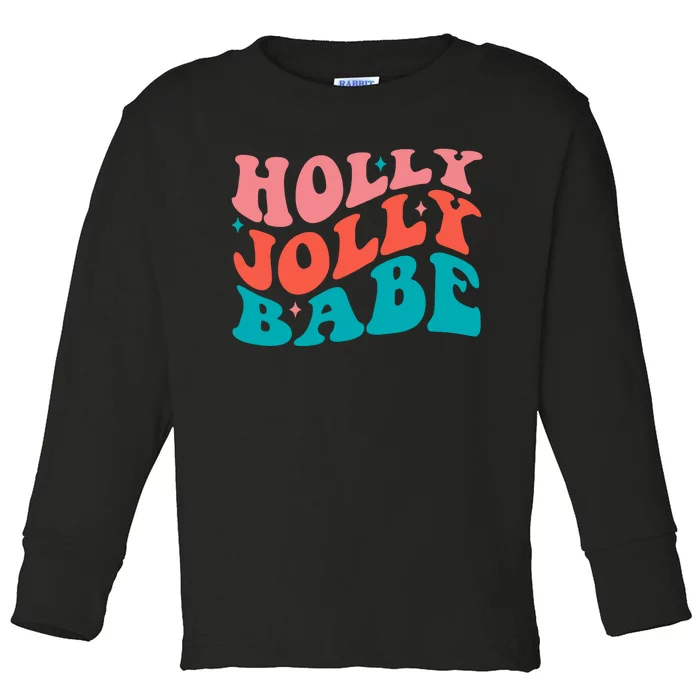 Holly Jolly Babe Retro Christmas Toddler Long Sleeve Shirt