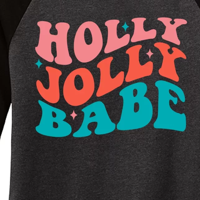 Holly Jolly Babe Retro Christmas Women's Tri-Blend 3/4-Sleeve Raglan Shirt