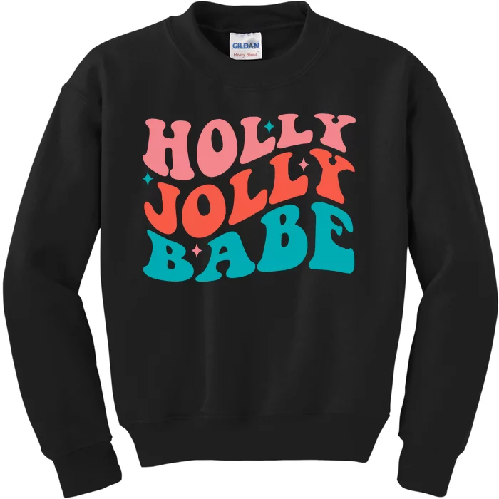 Holly Jolly Babe Retro Christmas Kids Sweatshirt