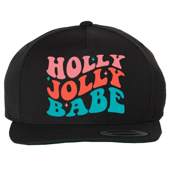 Holly Jolly Babe Retro Christmas Wool Snapback Cap