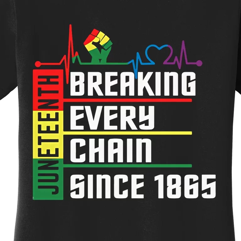 Heartbeat Juneteenth Breaking Every Chain Since 1865 Black History Month Women's T-Shirt