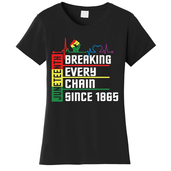 Heartbeat Juneteenth Breaking Every Chain Since 1865 Black History Month Women's T-Shirt