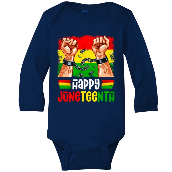 Happy Juneteenth Break Shackles Chain Black History Month Gift Baby Long Sleeve Bodysuit