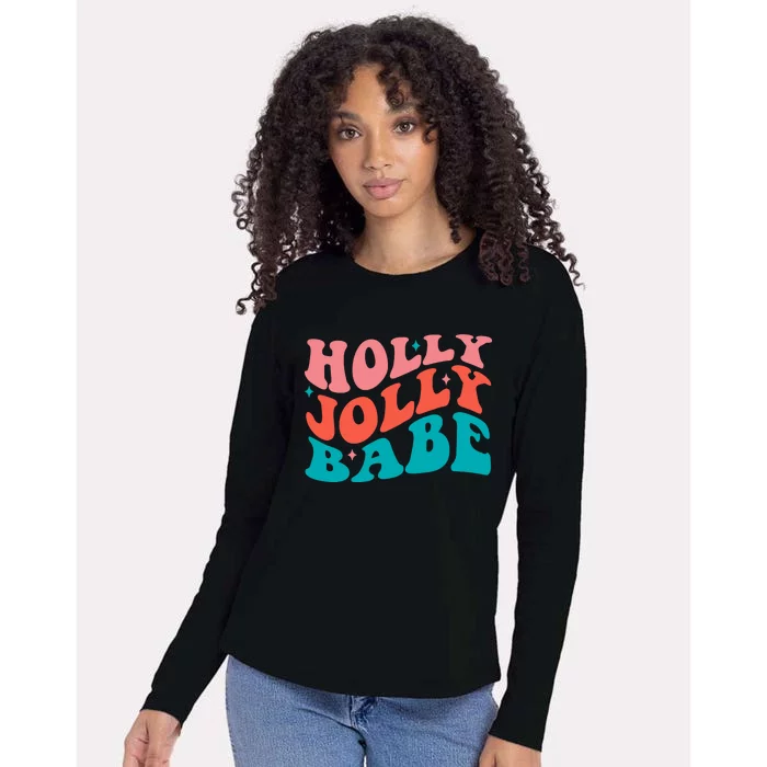 Holly Jolly Babe Womens Cotton Relaxed Long Sleeve T-Shirt