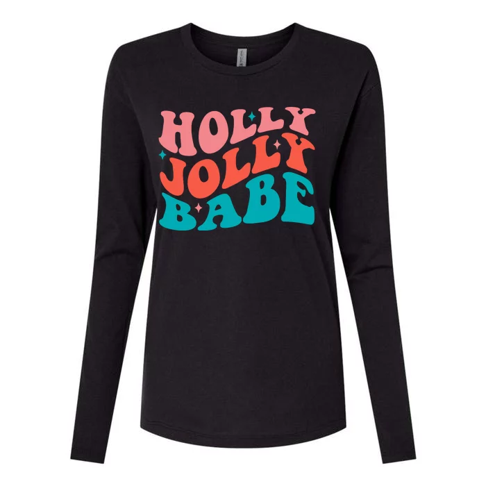 Holly Jolly Babe Womens Cotton Relaxed Long Sleeve T-Shirt