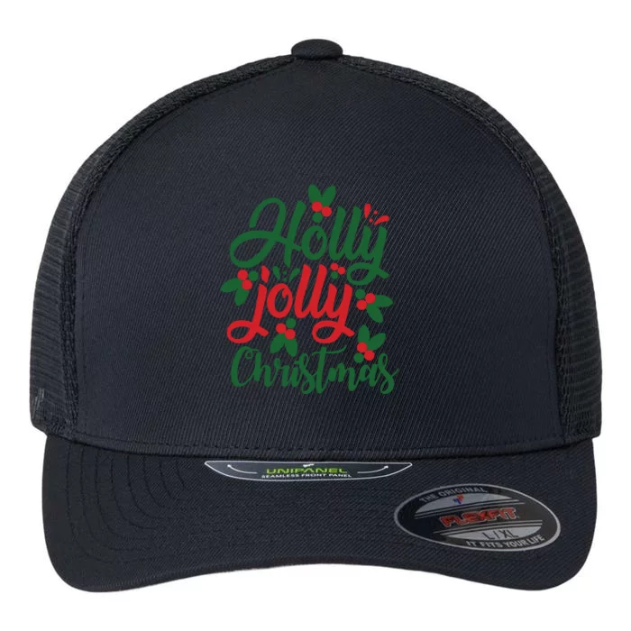 Holly Jolly Babe Festive Christmas Cheer Flexfit Unipanel Trucker Cap