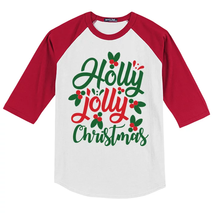 Holly Jolly Babe Festive Christmas Cheer Kids Colorblock Raglan Jersey