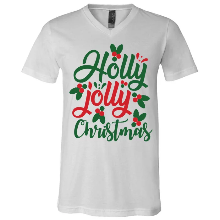 Holly Jolly Babe Festive Christmas Cheer V-Neck T-Shirt