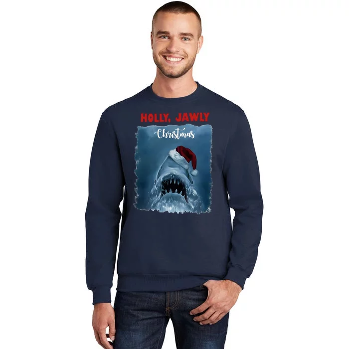 Holly Jawly Christmas Shark Horror Holiday Season Tall Sweatshirt