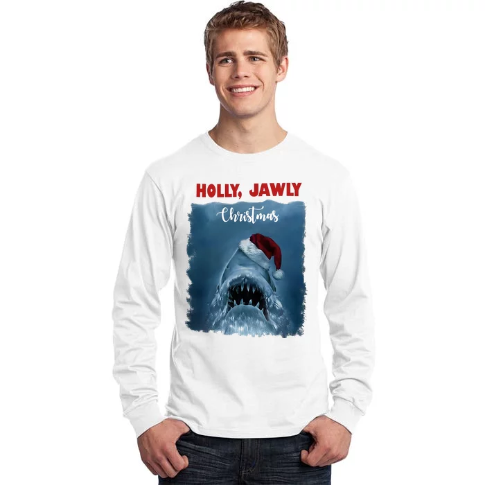 Holly Jawly Christmas Shark Horror Holiday Season Tall Long Sleeve T-Shirt