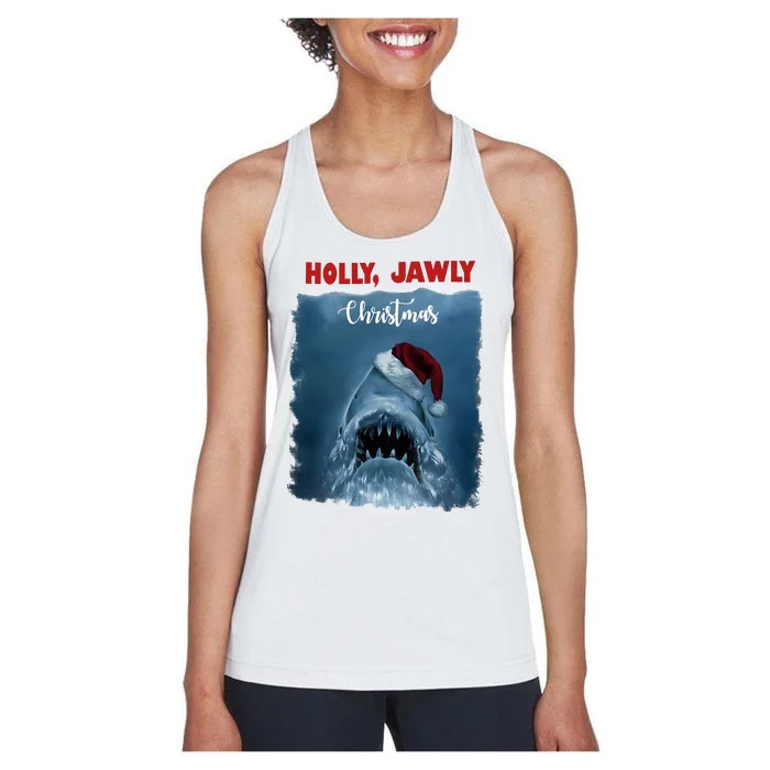 Holly Jawly Christmas Shark Horror Holiday Season Women's Racerback Tank