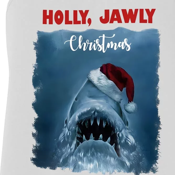 Holly Jawly Christmas Shark Horror Holiday Season Women's Racerback Tank