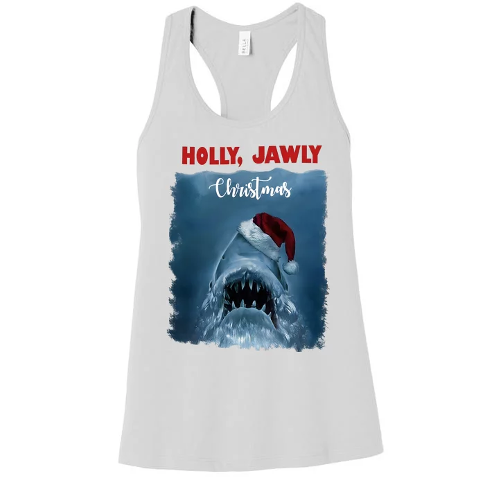 Holly Jawly Christmas Shark Horror Holiday Season Women's Racerback Tank