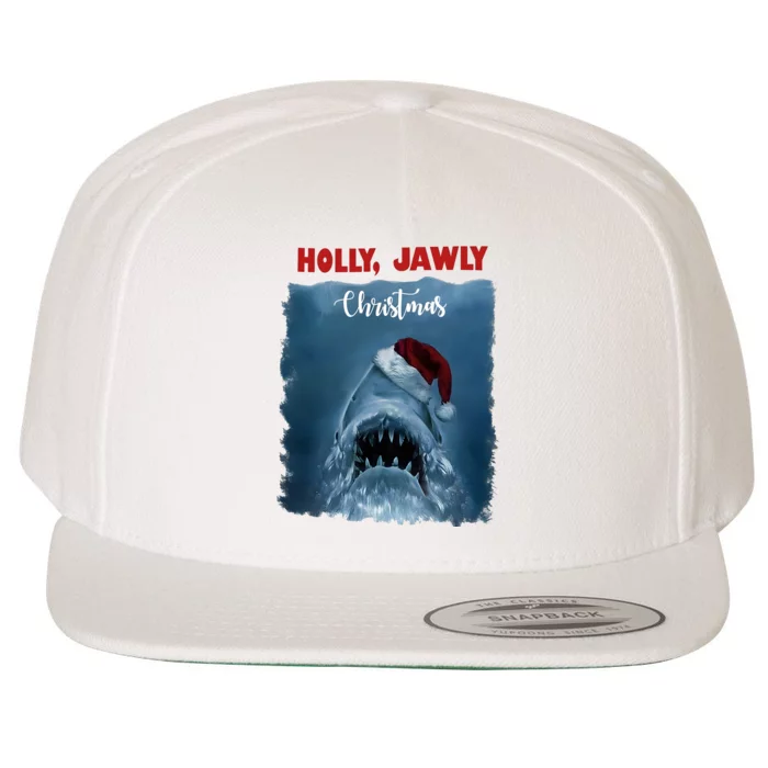 Holly Jawly Christmas Shark Horror Holiday Season Wool Snapback Cap