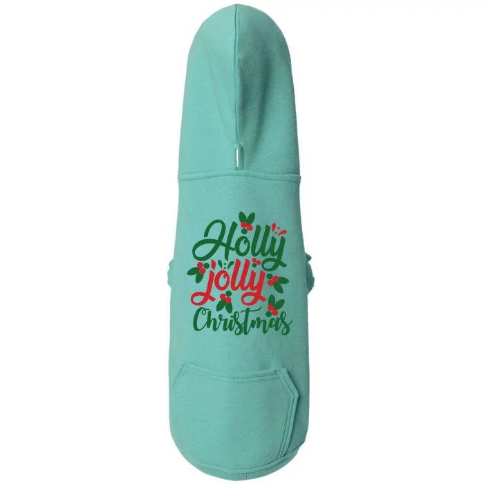 Holly Jolly Christmas Festive Gift Doggie 3-End Fleece Hoodie