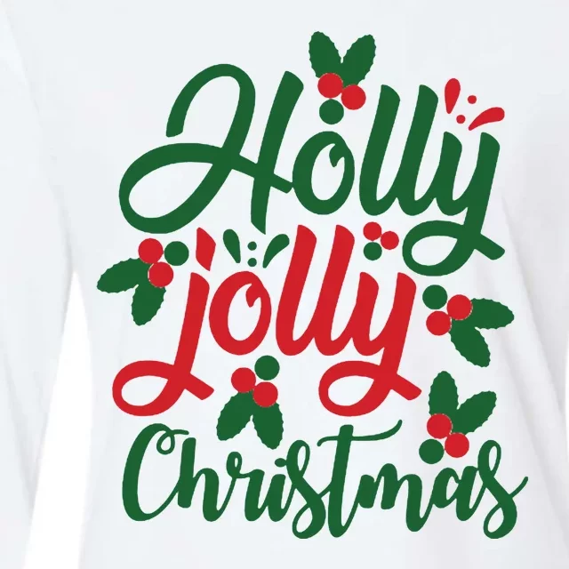 Holly Jolly Christmas Festive Gift Womens Cotton Relaxed Long Sleeve T-Shirt