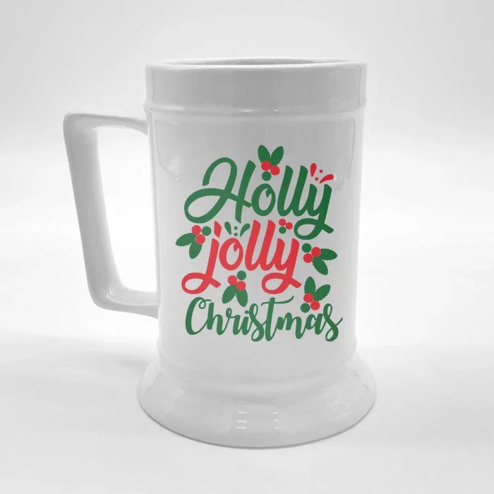 Holly Jolly Christmas Festive Gift Front & Back Beer Stein