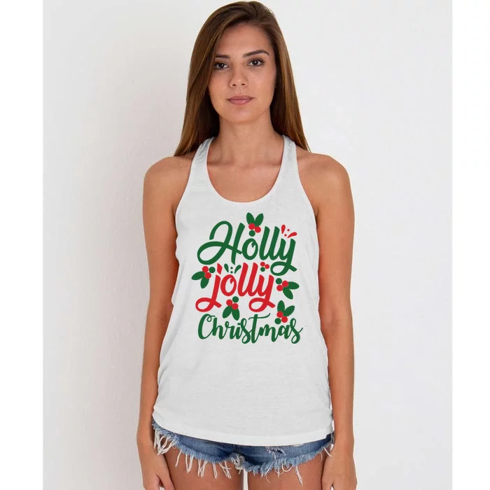 Holly Jolly Christmas Festive Gift Women's Knotted Racerback Tank