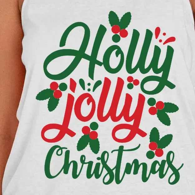 Holly Jolly Christmas Festive Gift Women's Knotted Racerback Tank