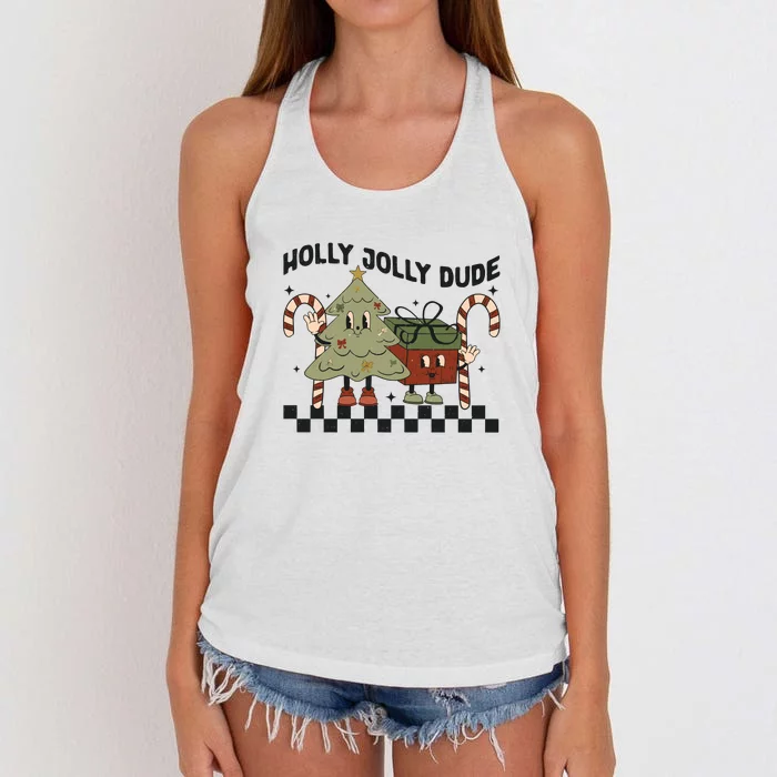 Holly Jolly Dude Christmas Dtf Transfer Ready To Press Direct To Film Women's Knotted Racerback Tank