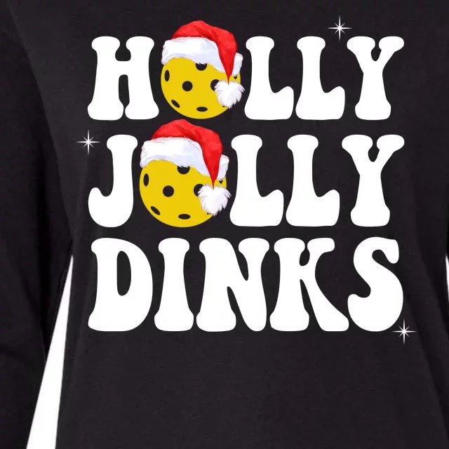 Holly Jolly Dinks Pickleball Christmas Womens Cotton Relaxed Long Sleeve T-Shirt