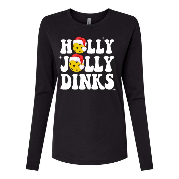 Holly Jolly Dinks Pickleball Christmas Womens Cotton Relaxed Long Sleeve T-Shirt