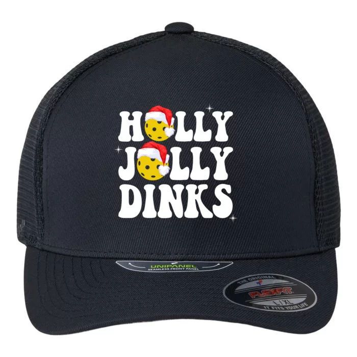 Holly Jolly Dinks Pickleball Christmas Flexfit Unipanel Trucker Cap