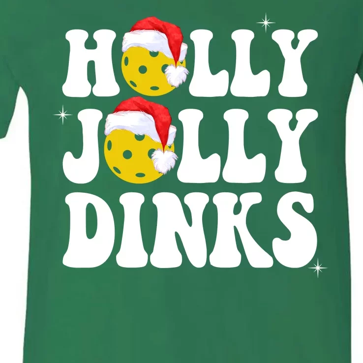 Holly Jolly Dinks Pickleball Christmas V-Neck T-Shirt