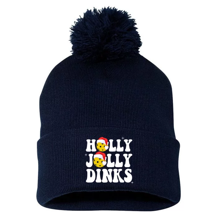 Holly Jolly Dinks Pickleball Christmas Pom Pom 12in Knit Beanie