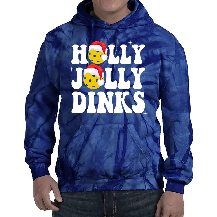 Holly Jolly Dinks Pickleball Christmas Tie Dye Hoodie