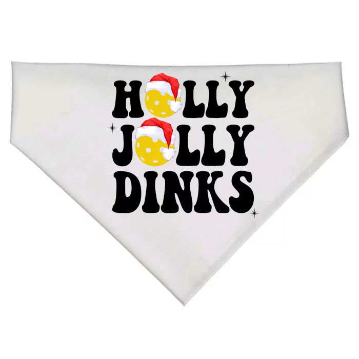 Holly Jolly Dinks Pickleball Christmas USA-Made Doggie Bandana