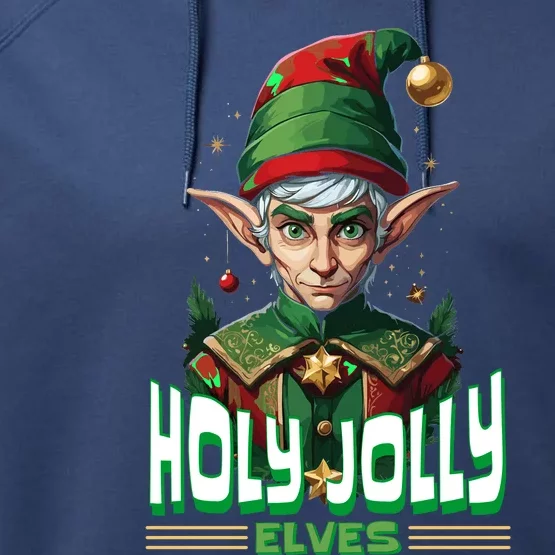 Holly Jolly Elves Funny Christmas Elf Performance Fleece Hoodie