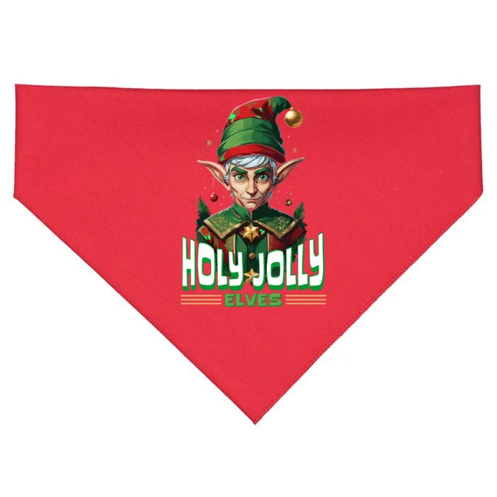 Holly Jolly Elves Funny Christmas Elf USA-Made Doggie Bandana