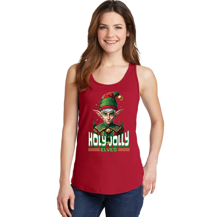 Holly Jolly Elves Funny Christmas Elf Ladies Essential Tank