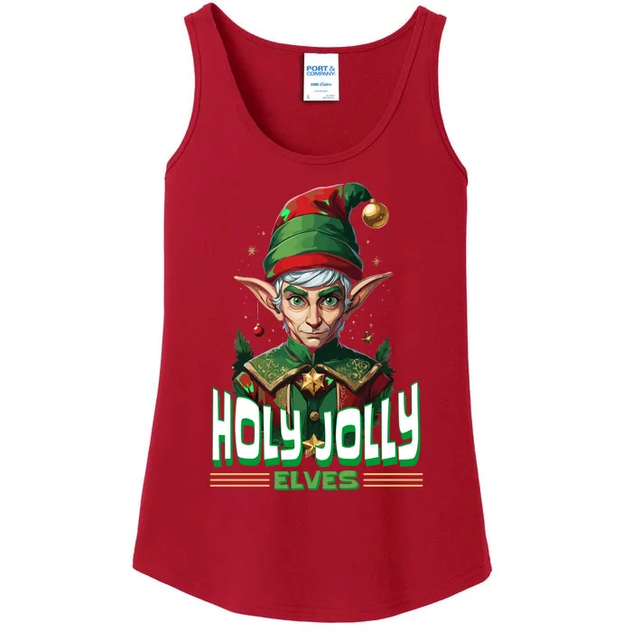 Holly Jolly Elves Funny Christmas Elf Ladies Essential Tank