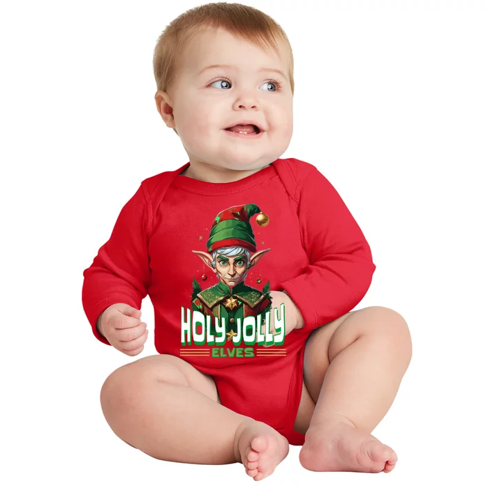 Holly Jolly Elves Funny Christmas Elf Baby Long Sleeve Bodysuit