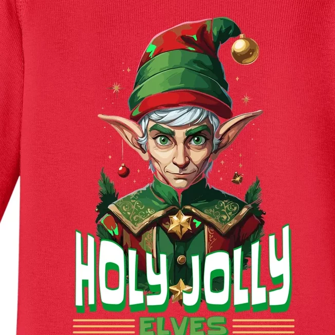 Holly Jolly Elves Funny Christmas Elf Baby Long Sleeve Bodysuit