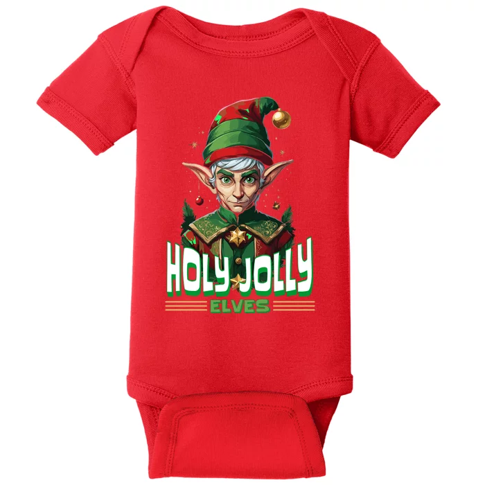 Holly Jolly Elves Funny Christmas Elf Baby Bodysuit