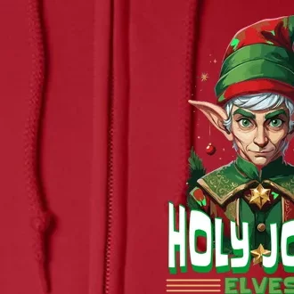 Holly Jolly Elves Funny Christmas Elf Full Zip Hoodie