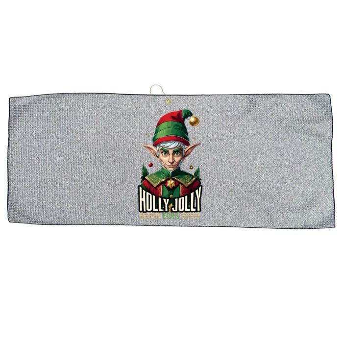 Holly Jolly Elves Large Microfiber Waffle Golf Towel