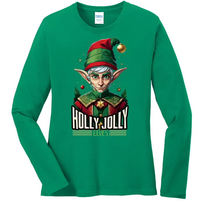 Holly Jolly Elves Ladies Long Sleeve Shirt