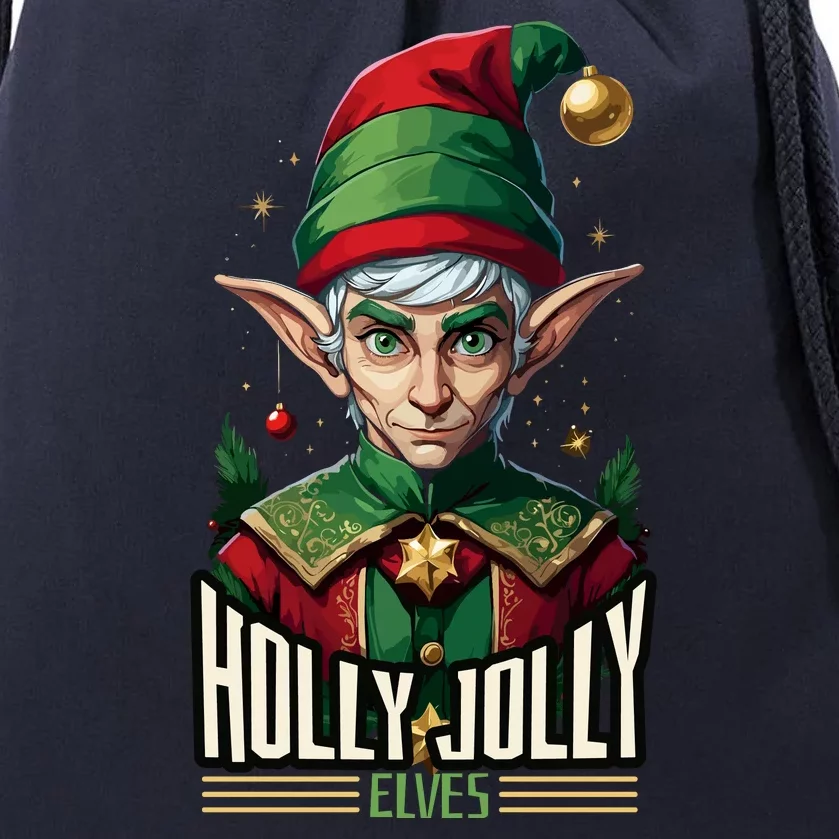 Holly Jolly Elves Drawstring Bag