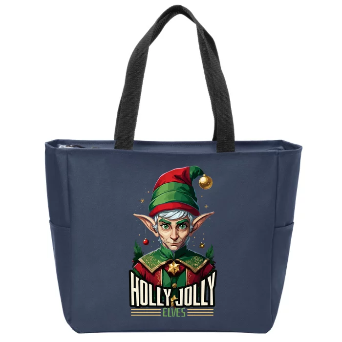 Holly Jolly Elves Zip Tote Bag