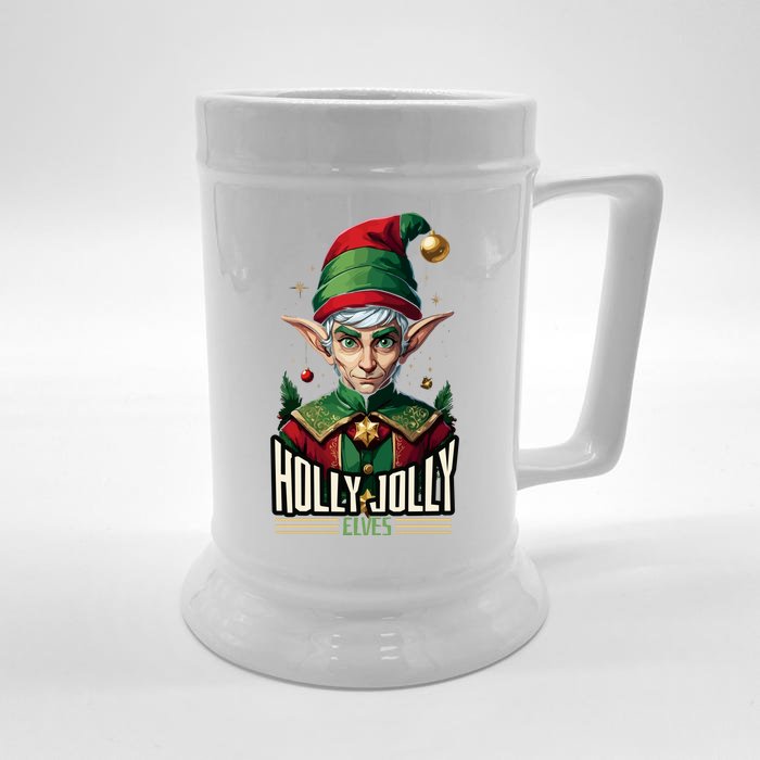 Holly Jolly Elves Front & Back Beer Stein