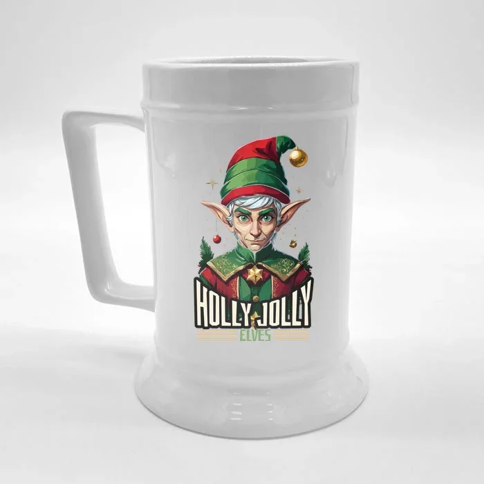 Holly Jolly Elves Front & Back Beer Stein