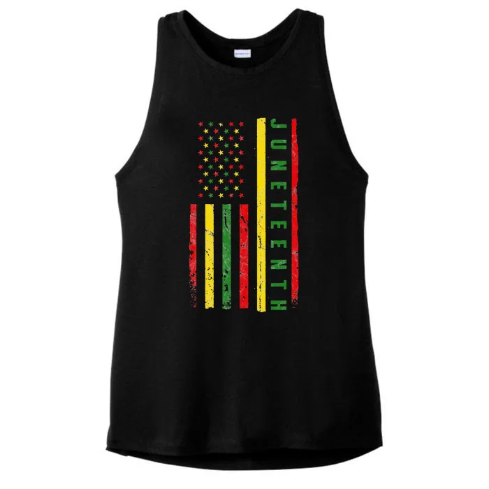 Happy Juneteenth Flag Melanin Black Pride Pan African 1865 Ladies Tri-Blend Wicking Tank